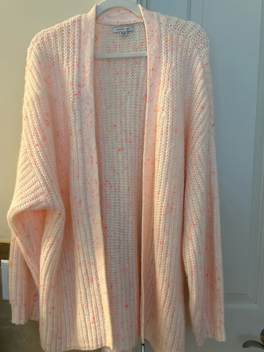 American Eagle Outfitters Peach Speckled Open-Front Cardigan